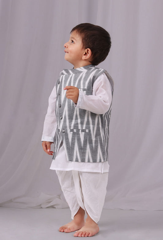 Grey Ikat Nehru Jacket サイズ 4〜5歳