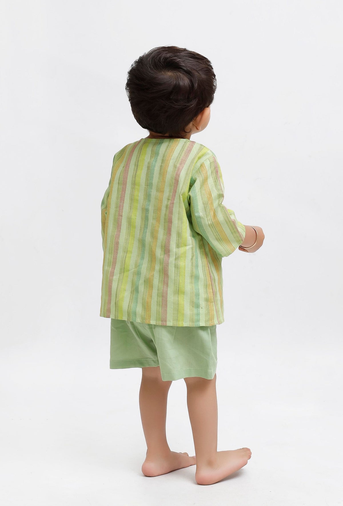 Set of 2: Green Striped Shirt and Green Shorts サイズ 0〜1歳