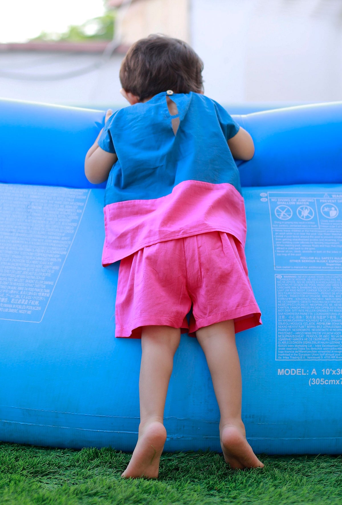 Set of 2: Cotton Candy Blue and Pink Cotton Shirt with Pink Short サイズ 7〜8歳