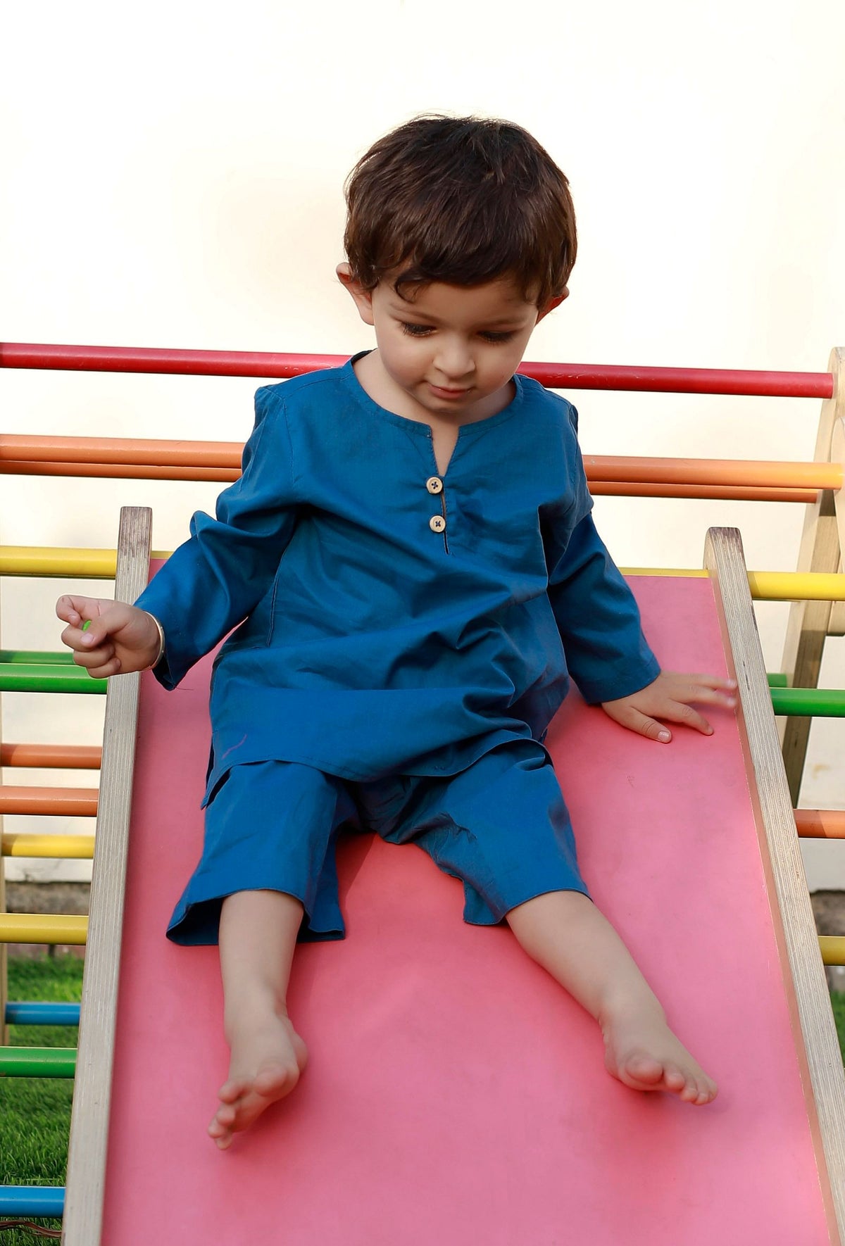Set of 2: Swirl Blue Cotton Shirt and Blue Capri サイズ 9〜10歳