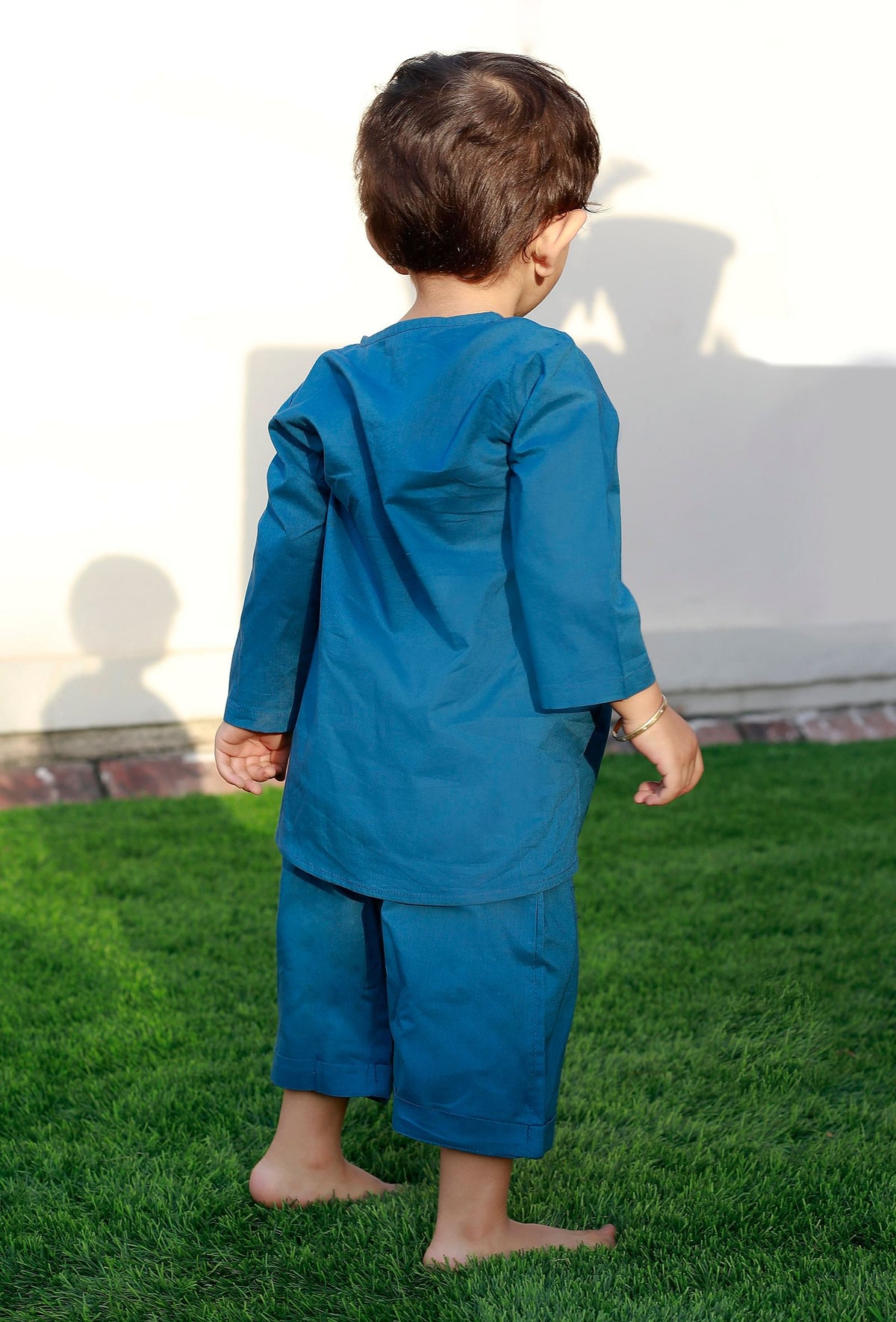 Set of 2: Swirl Blue Cotton Shirt and Blue Capri サイズ 0〜3か月