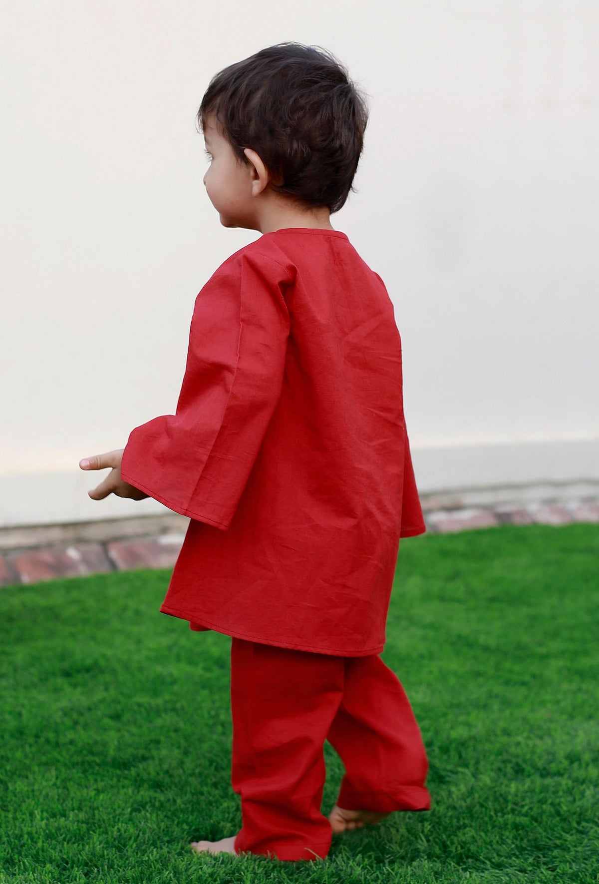 Set of 2: Dennis Red Kurta and Red Pyjama サイズ 9〜12か月