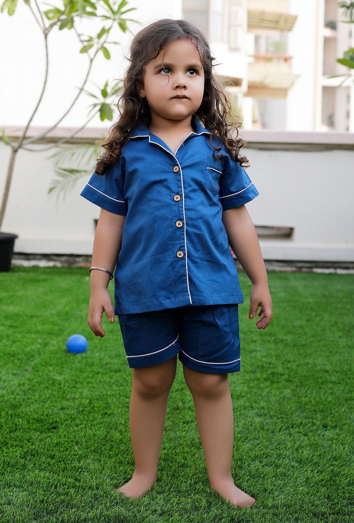 Set of 2: Bender Blue Cotton Shirt and Blue Short サイズ 1〜2歳