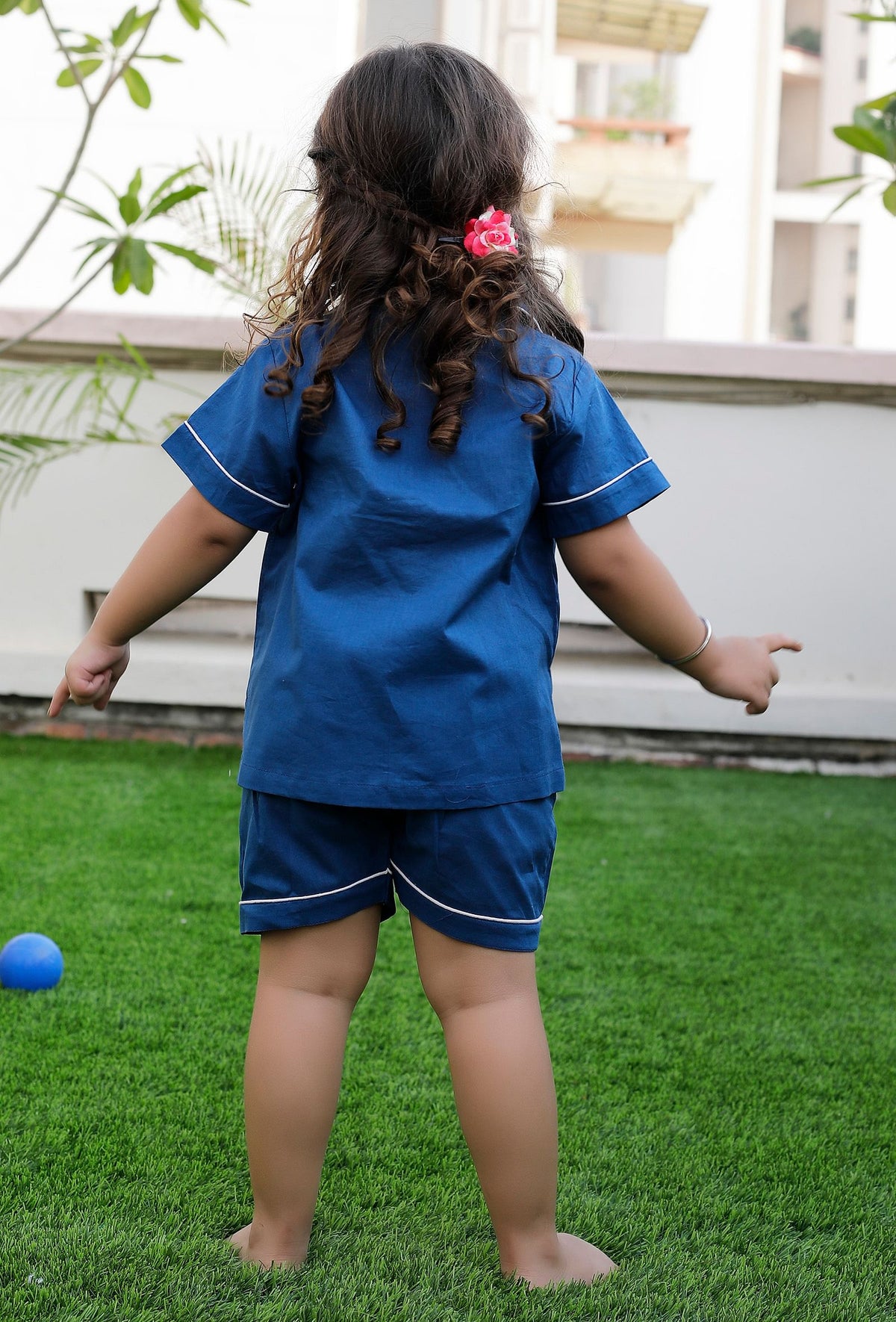 Set of 2: Bender Blue Cotton Shirt and Blue Short サイズ 3〜4歳