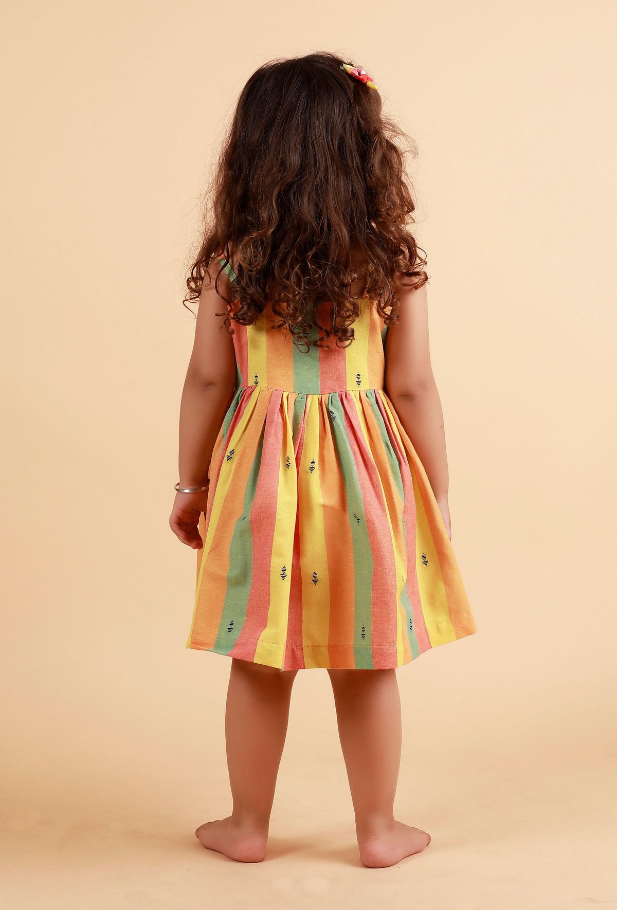 Yellow Striped Flared Woven Dress サイズ 3〜4歳
