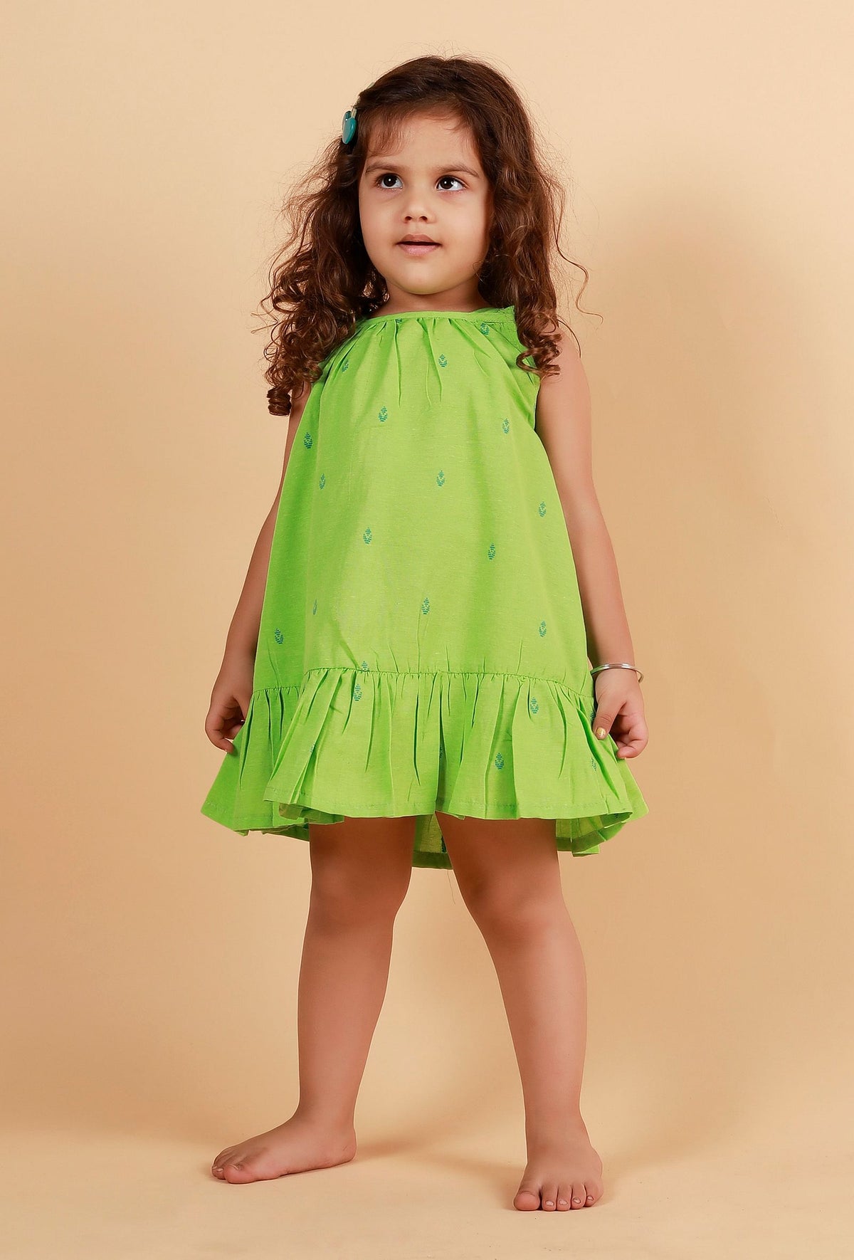 Mint Green Straight Woven Dress サイズ 7〜8歳