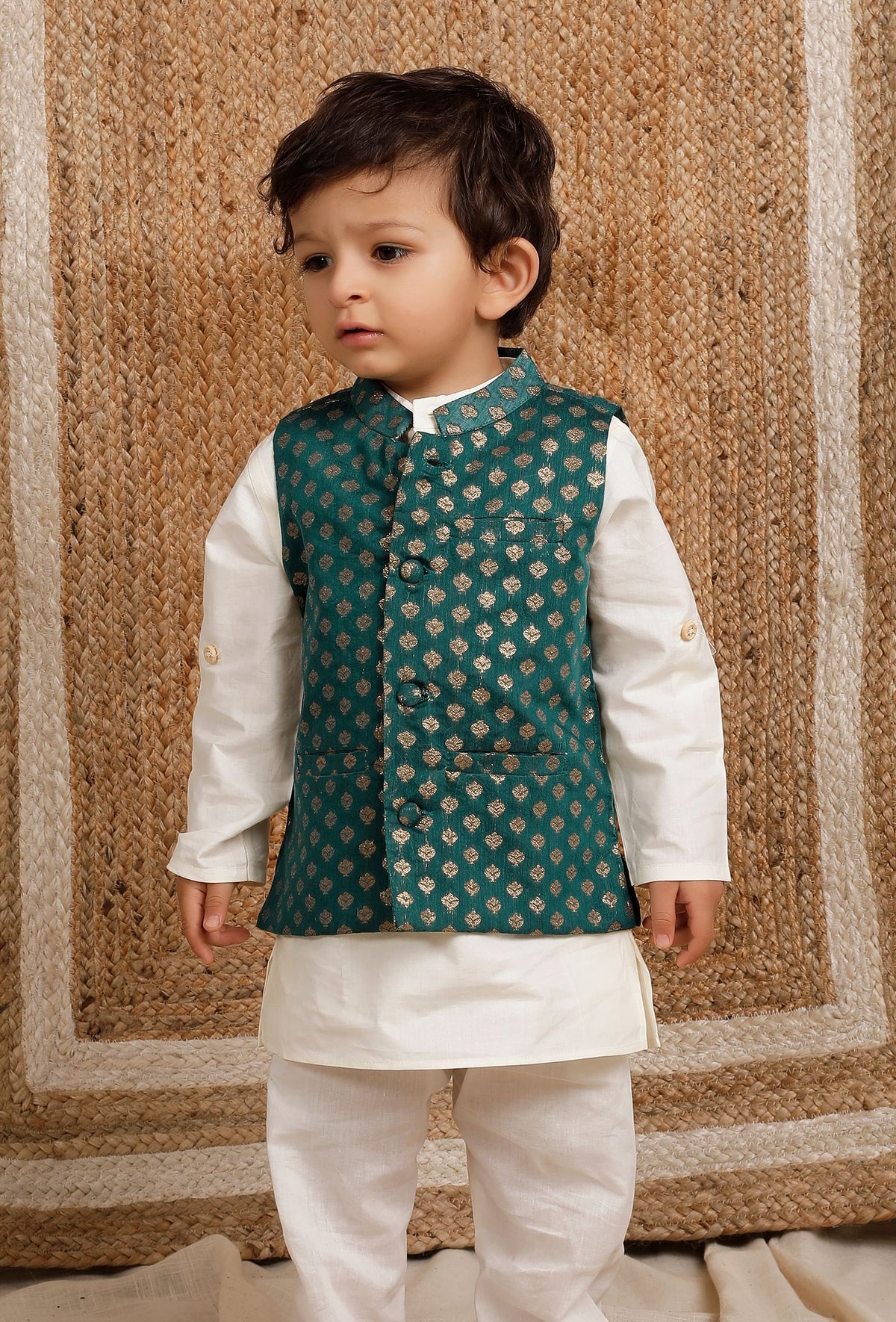 Emerald Green Nehru Jacket サイズ 0〜3か月