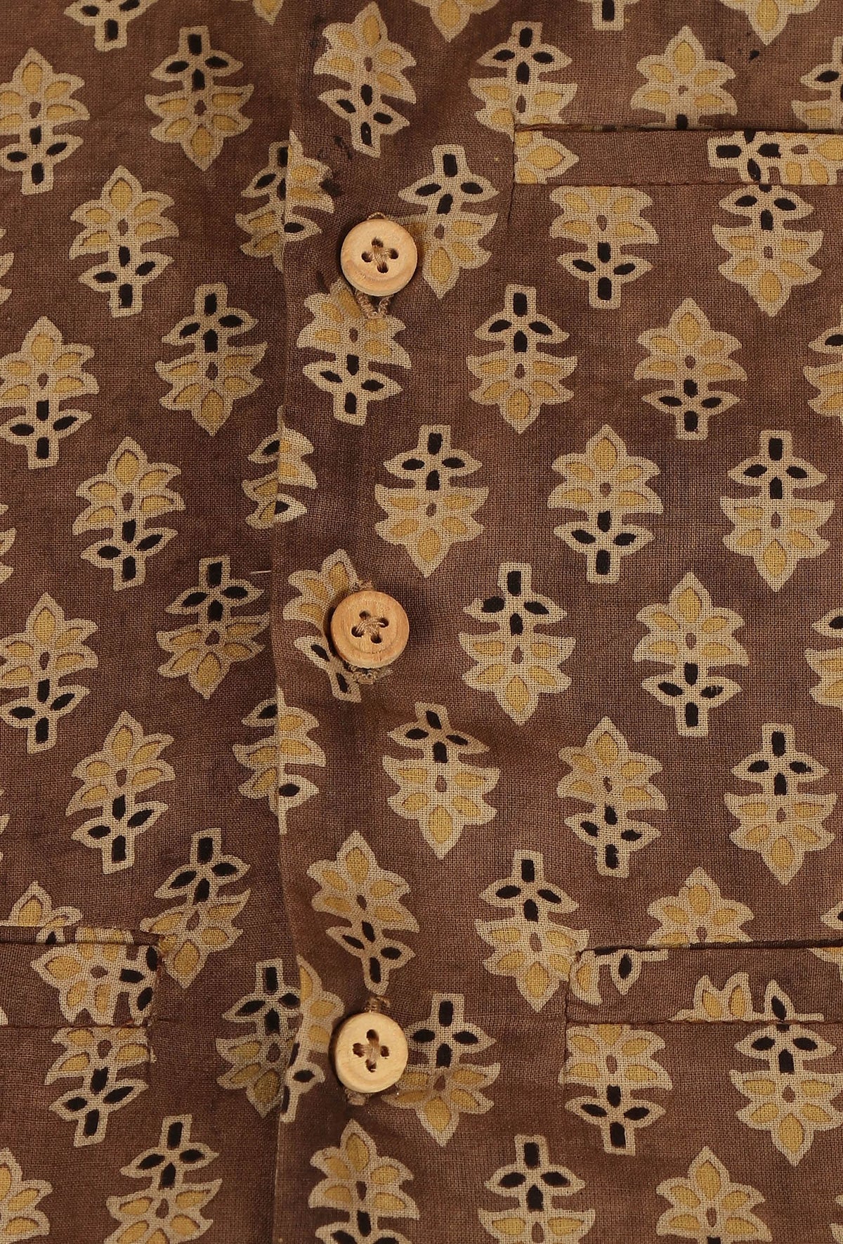 Amay Khaki Ajrakh Print Cotton Nehru Jacket サイズ 0〜3か月
