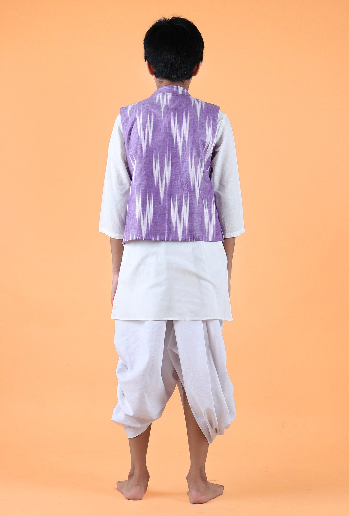 Purple Ikat Cotton Nehru Jacket サイズ 6〜7歳