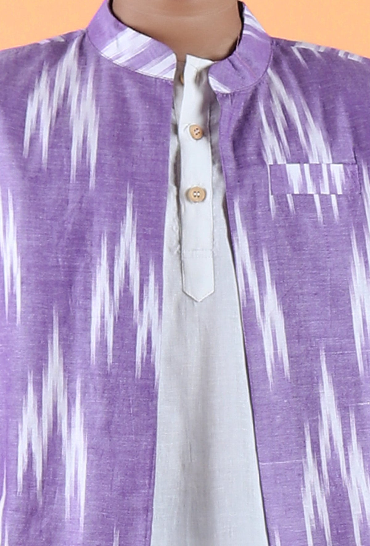 Purple Ikat Cotton Nehru Jacket サイズ 6〜7歳