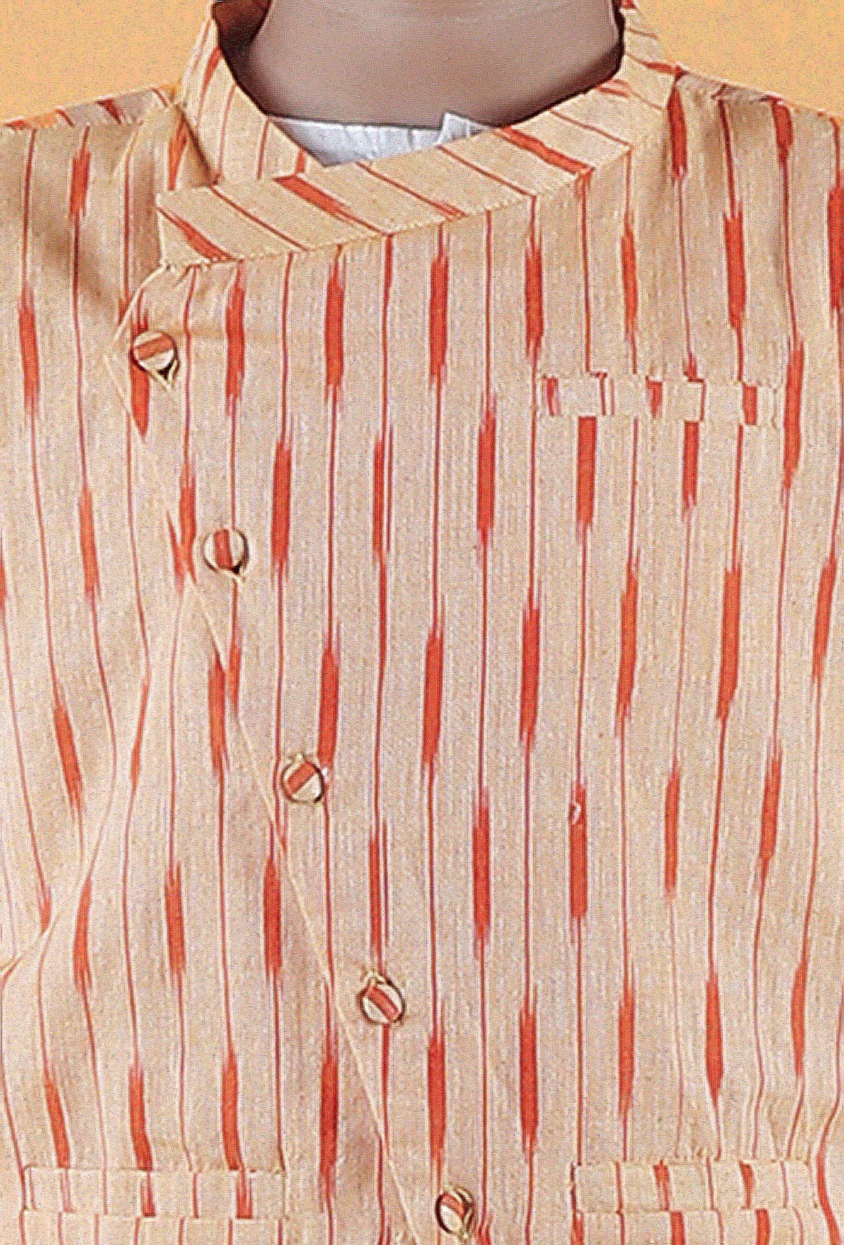 Orange Ikat Cotton Nehru Jacket サイズ 9〜10歳