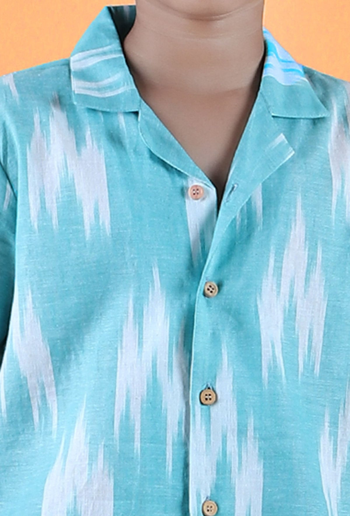 Teal Blue Ikat Cotton Shirt サイズ 8〜9歳