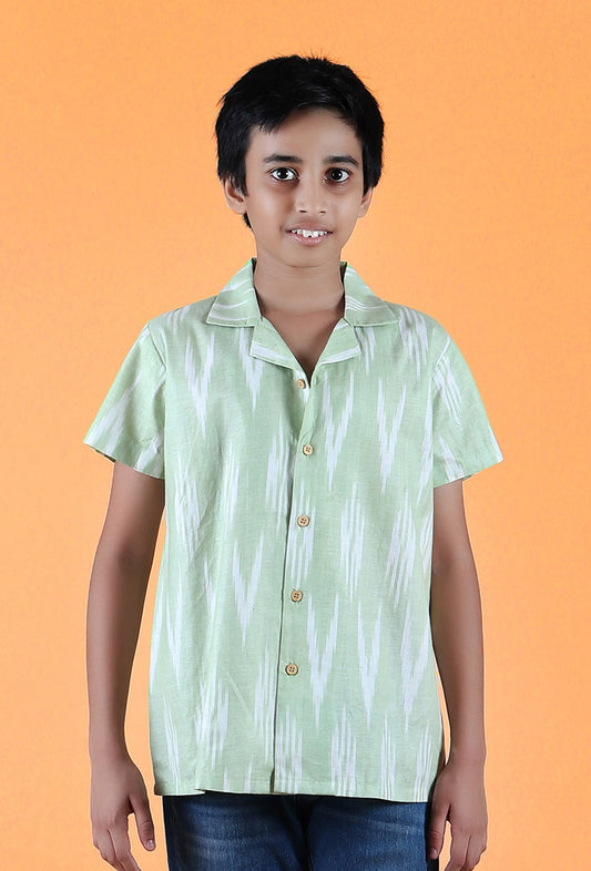 Mint Green Ikat Cotton Shirt サイズ 5〜6歳