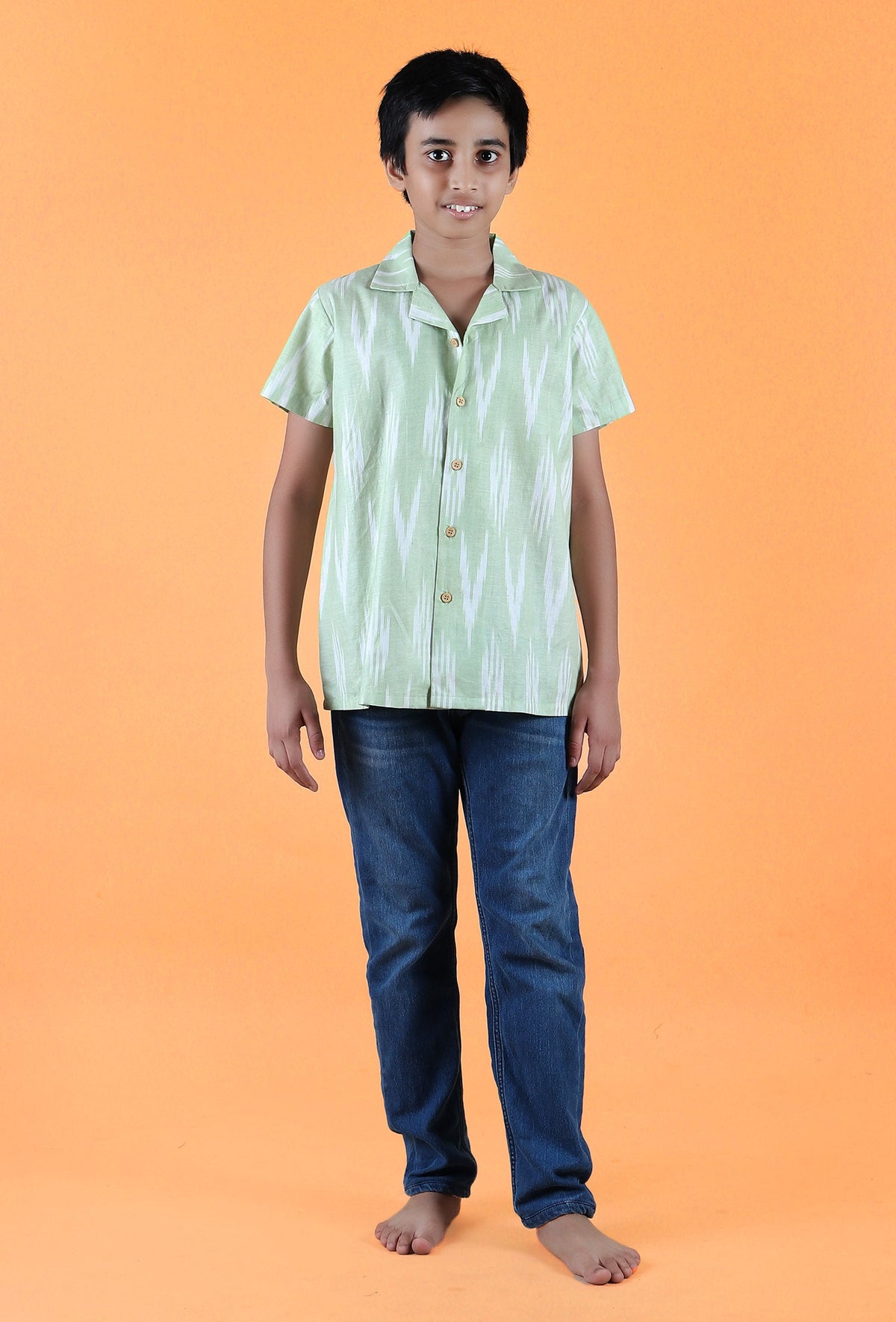 Mint Green Ikat Cotton Shirt サイズ 5〜6歳