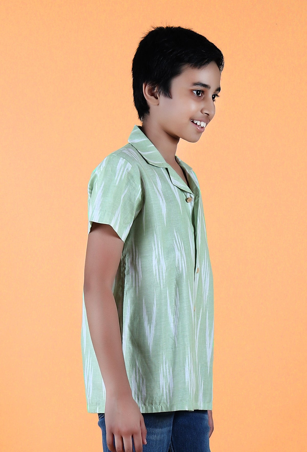 Mint Green Ikat Cotton Shirt サイズ 5〜6歳