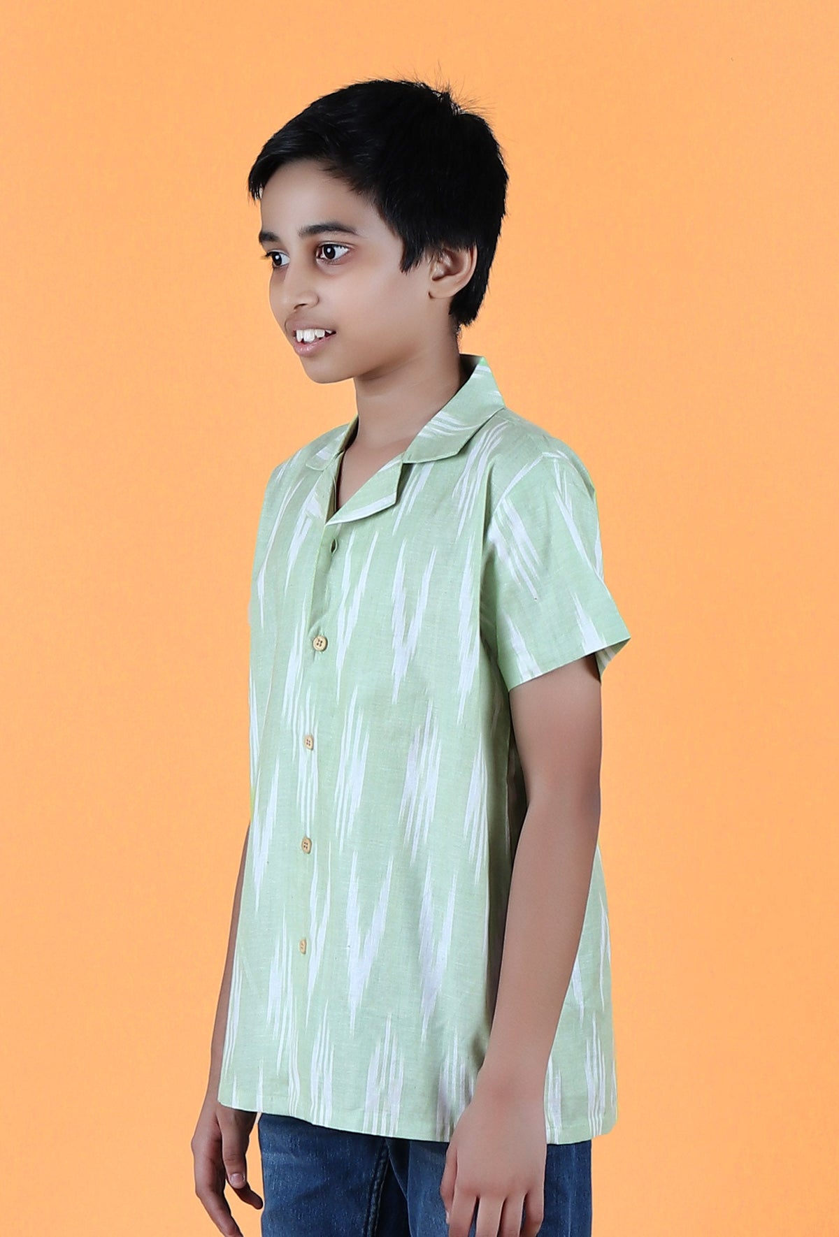 Mint Green Ikat Cotton Shirt サイズ 5〜6歳
