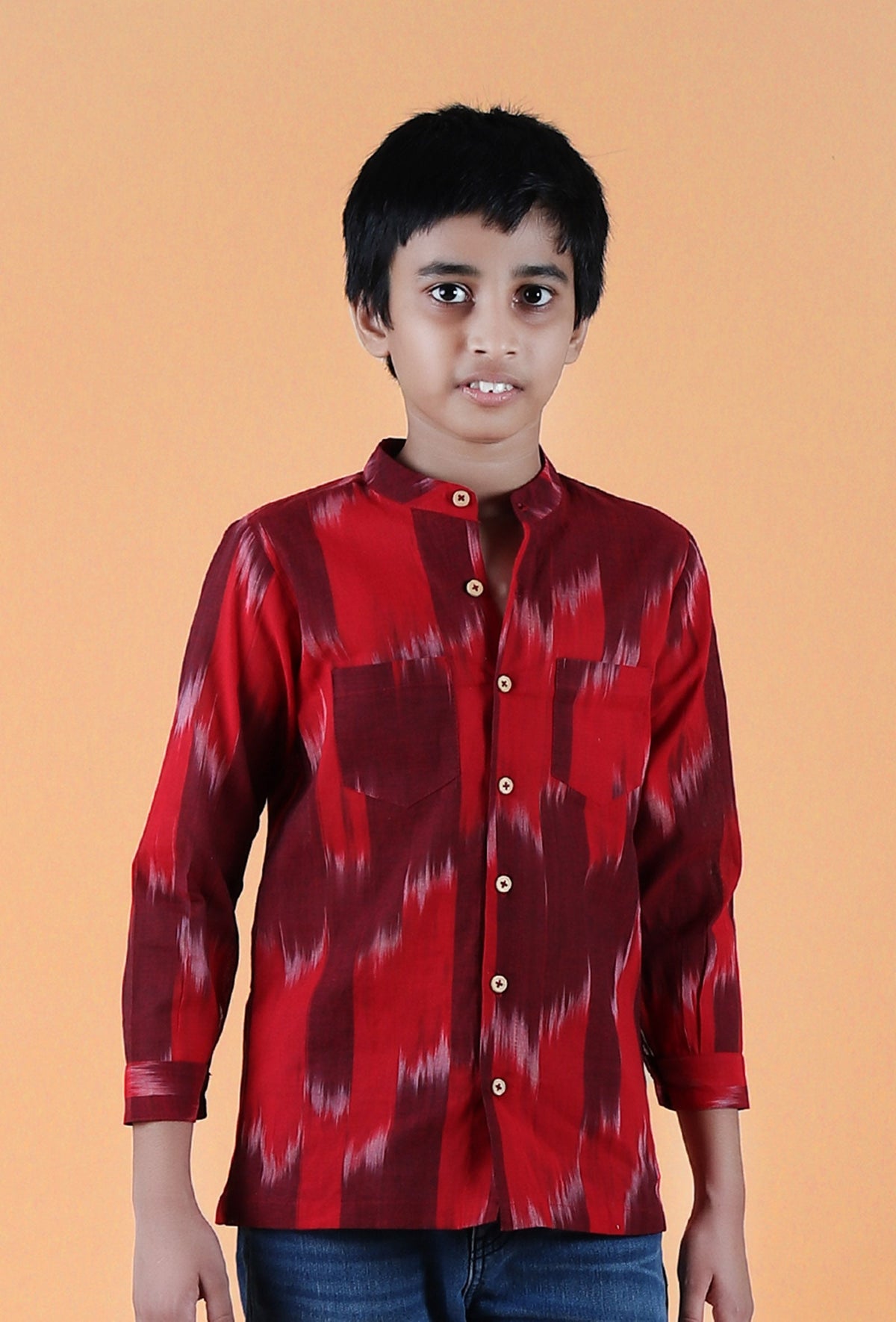 Red Ikat Cotton Short Kurta サイズ 9〜10歳
