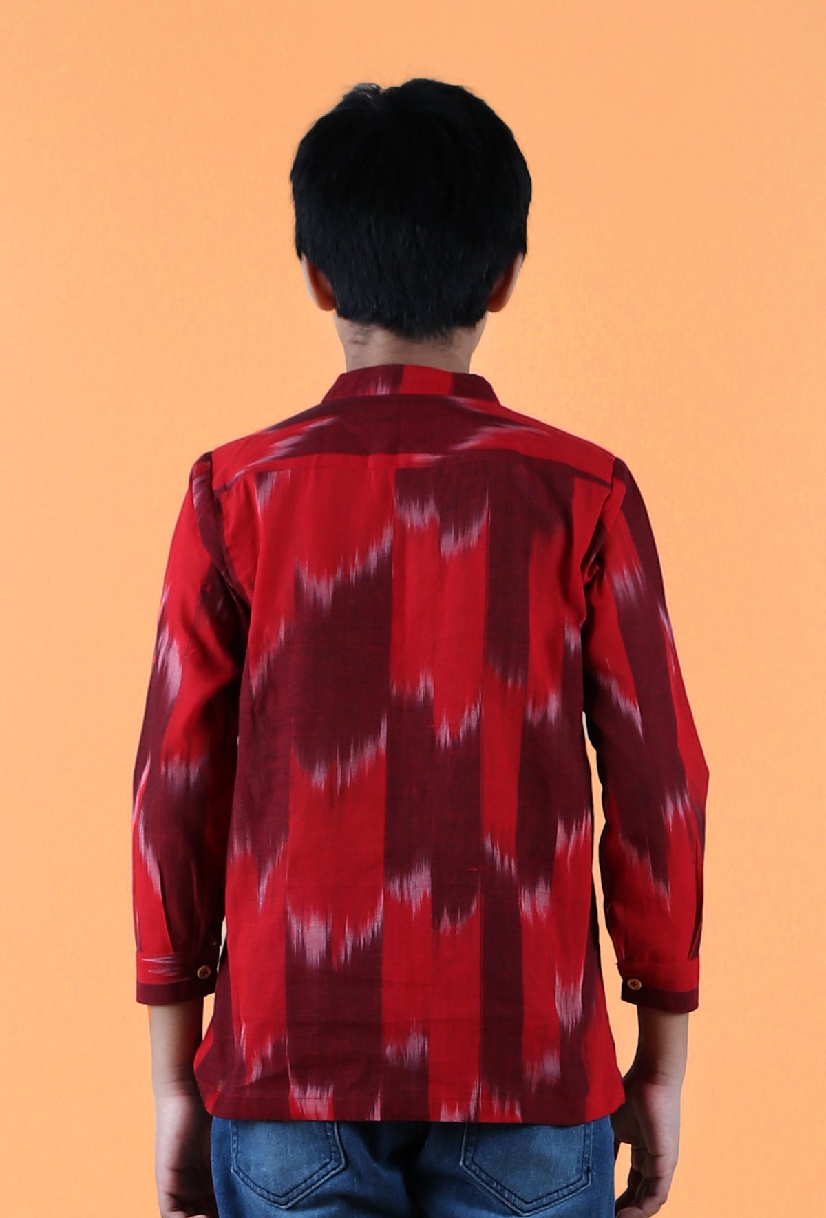 Red Ikat Cotton Short Kurta サイズ 9〜10歳