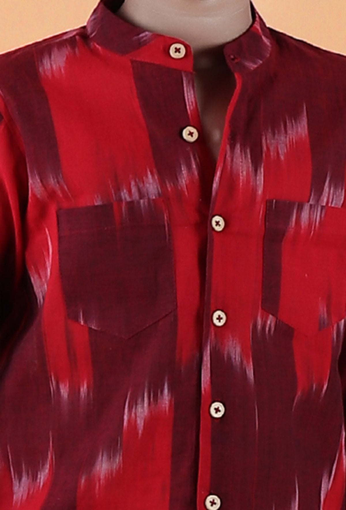 Red Ikat Cotton Short Kurta サイズ 9〜10歳