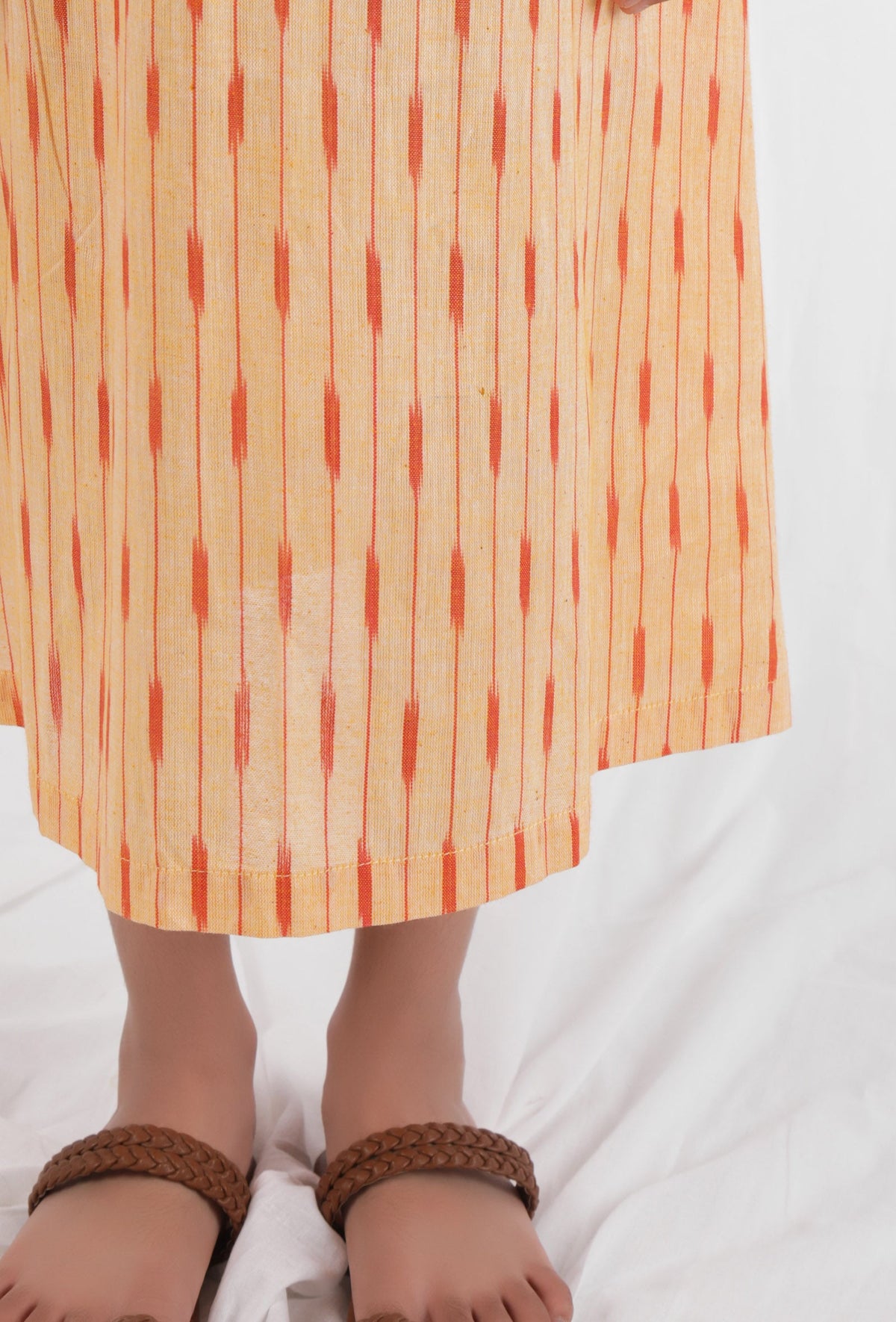 Orange Ikat Flared Cotton Dress サイズ 9〜10歳