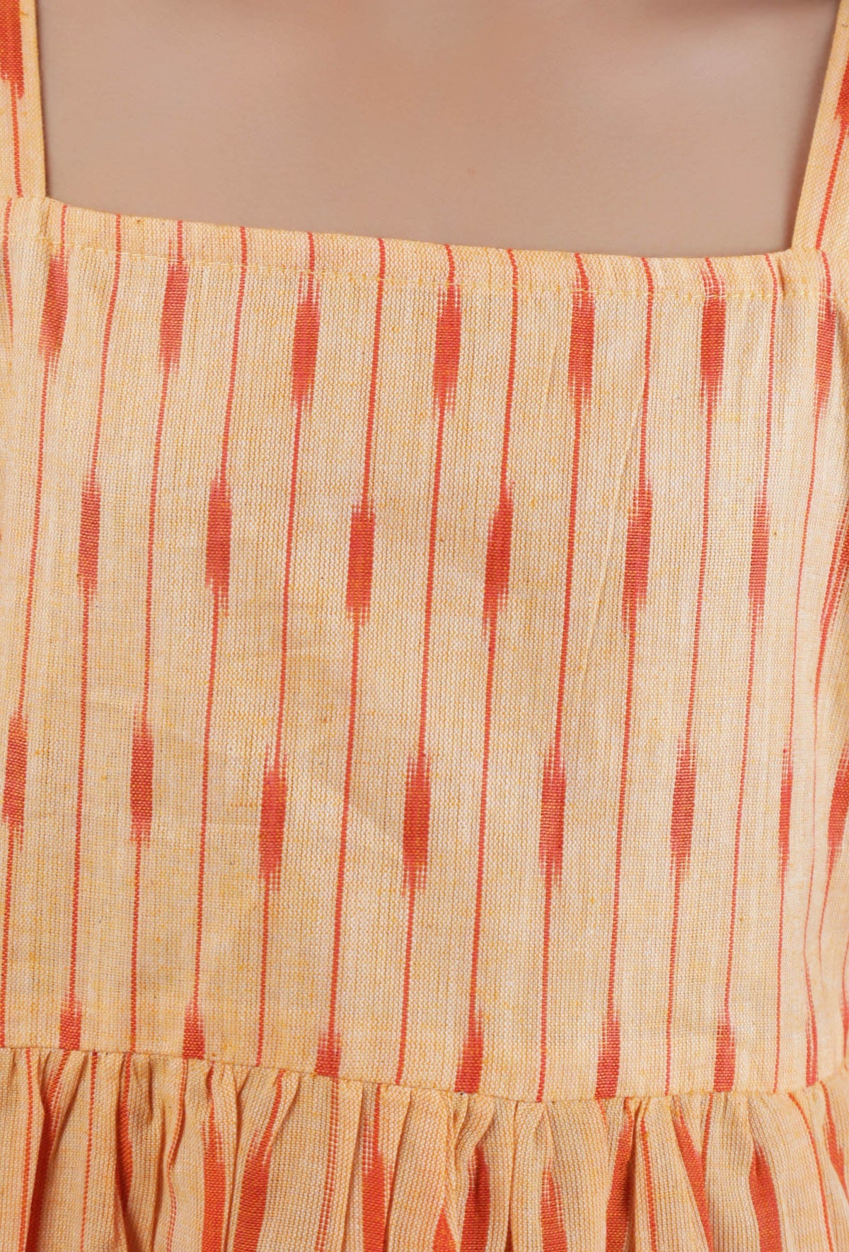 Set of 2: Orange Ikat Cotton Kurta & Pants サイズ 9〜10歳