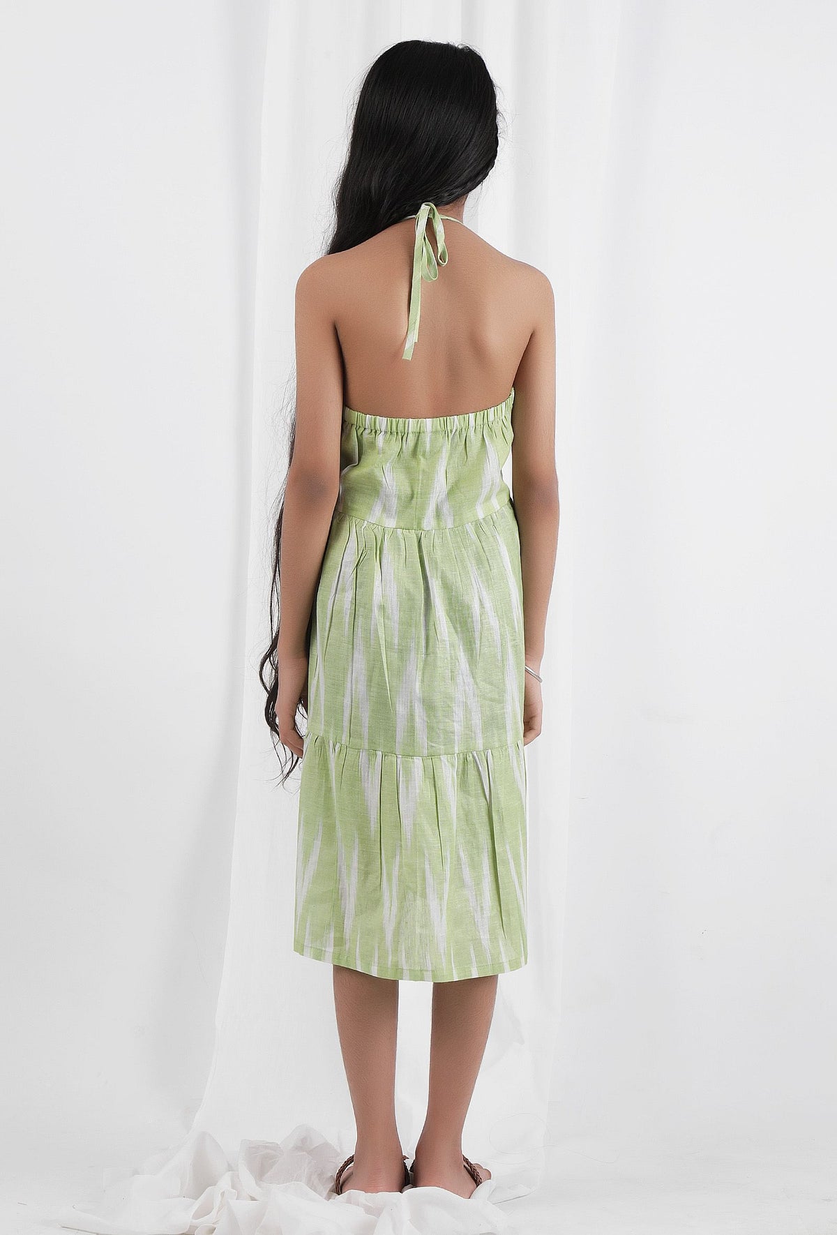Green Ikat Tier Cotton Dress サイズ 1〜2歳
