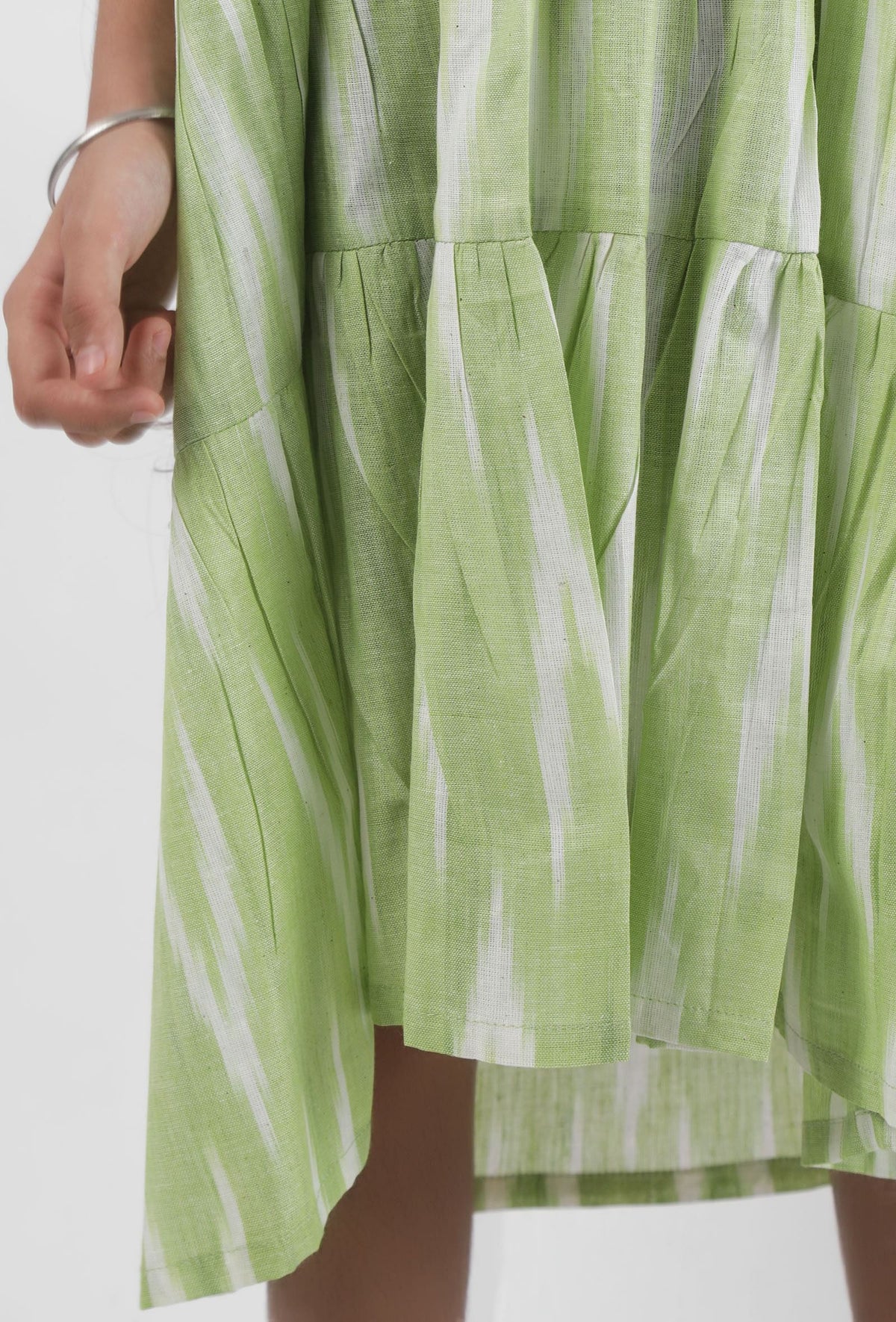 Green Ikat Tier Cotton Dress サイズ 1〜2歳