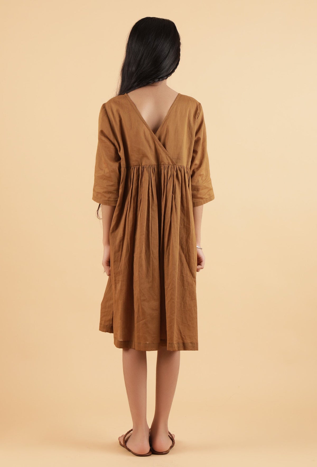 Dark Brown Mulmul Dress サイズ 9〜10歳