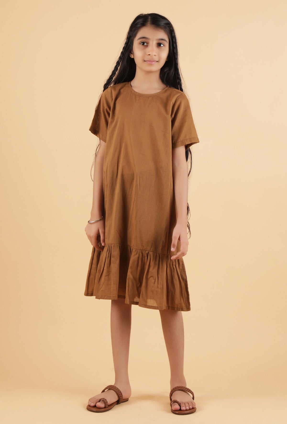 Tan Brown Mulmul Dress サイズ 9〜10歳