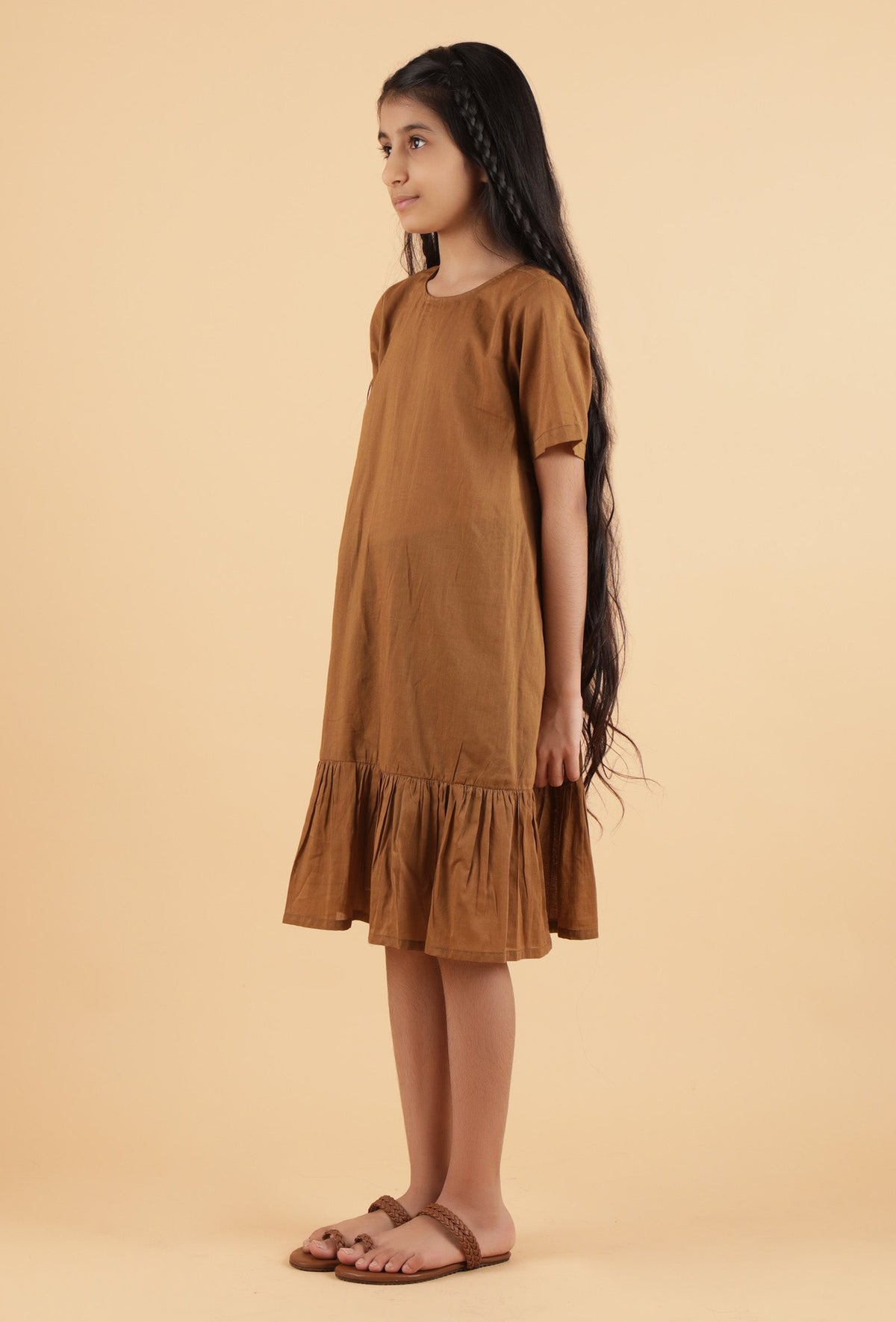 Tan Brown Mulmul Dress サイズ 9〜10歳