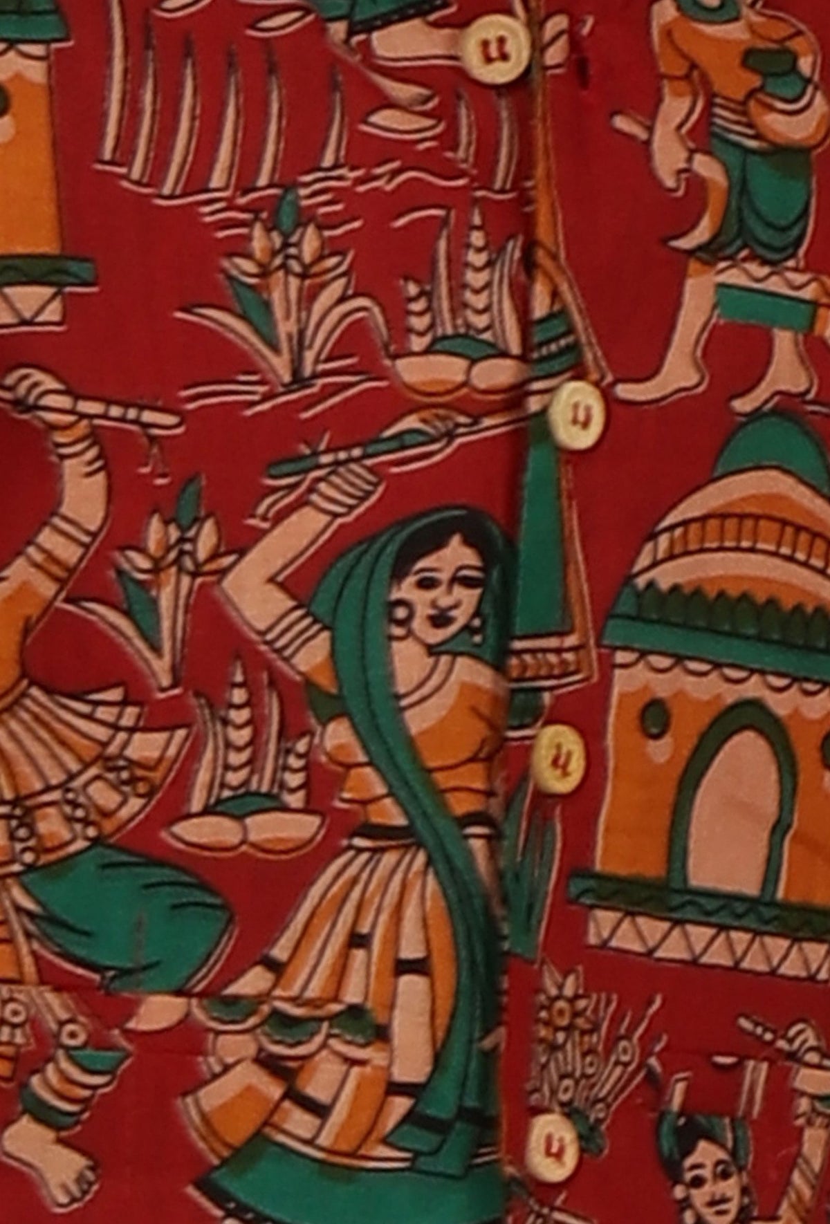 Kairav Maroon Kalamkari Printed Cotton Nehru Jacket サイズ 0〜3か月