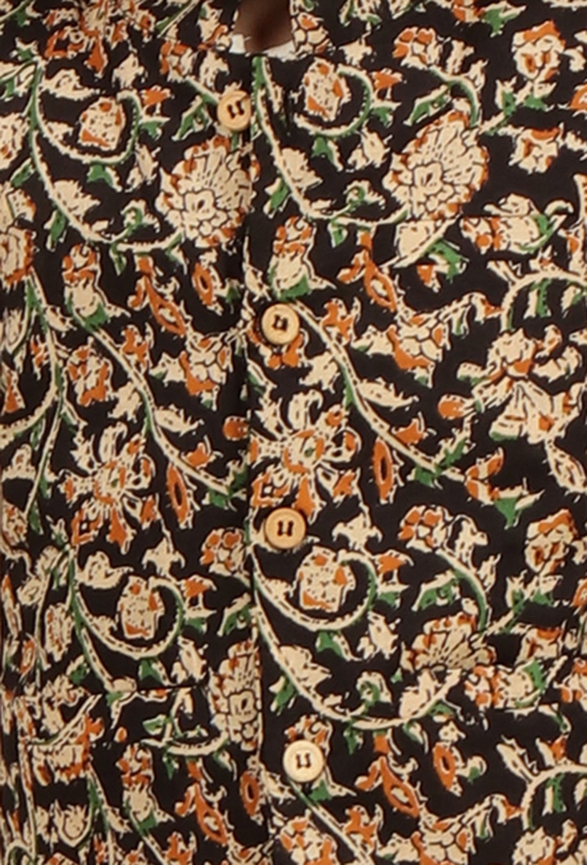 Caitya Black Kalamkari Printed Cotton Nehru Jacket サイズ 3〜6か月