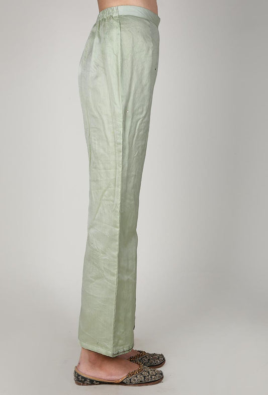 Sea Green Chanderi Palazzo With Zari Embroidery サイズ L