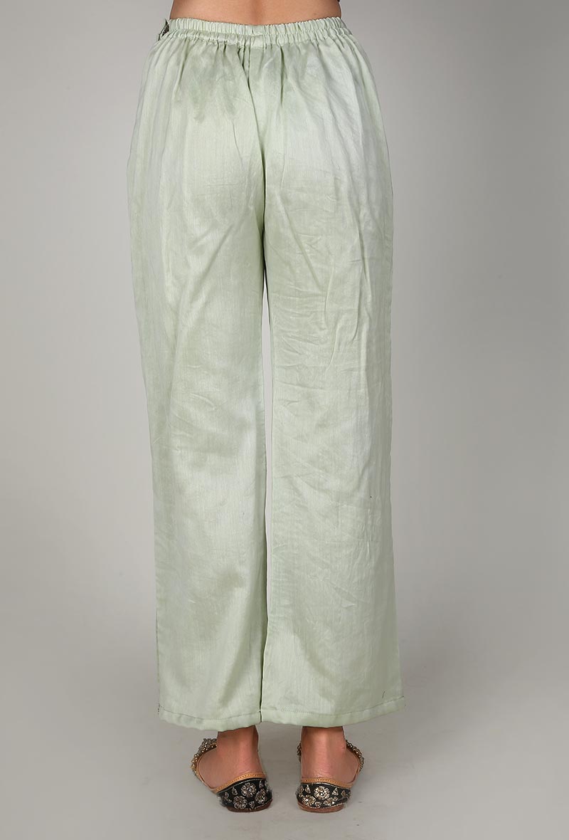 Sea Green Chanderi Palazzo With Zari Embroidery サイズ L