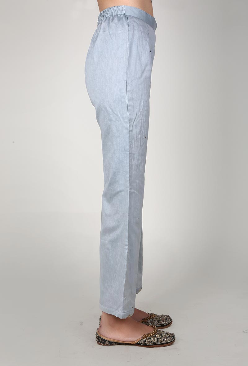 Silver Grey Chanderi Palazzo With Zari Embroidery サイズ S