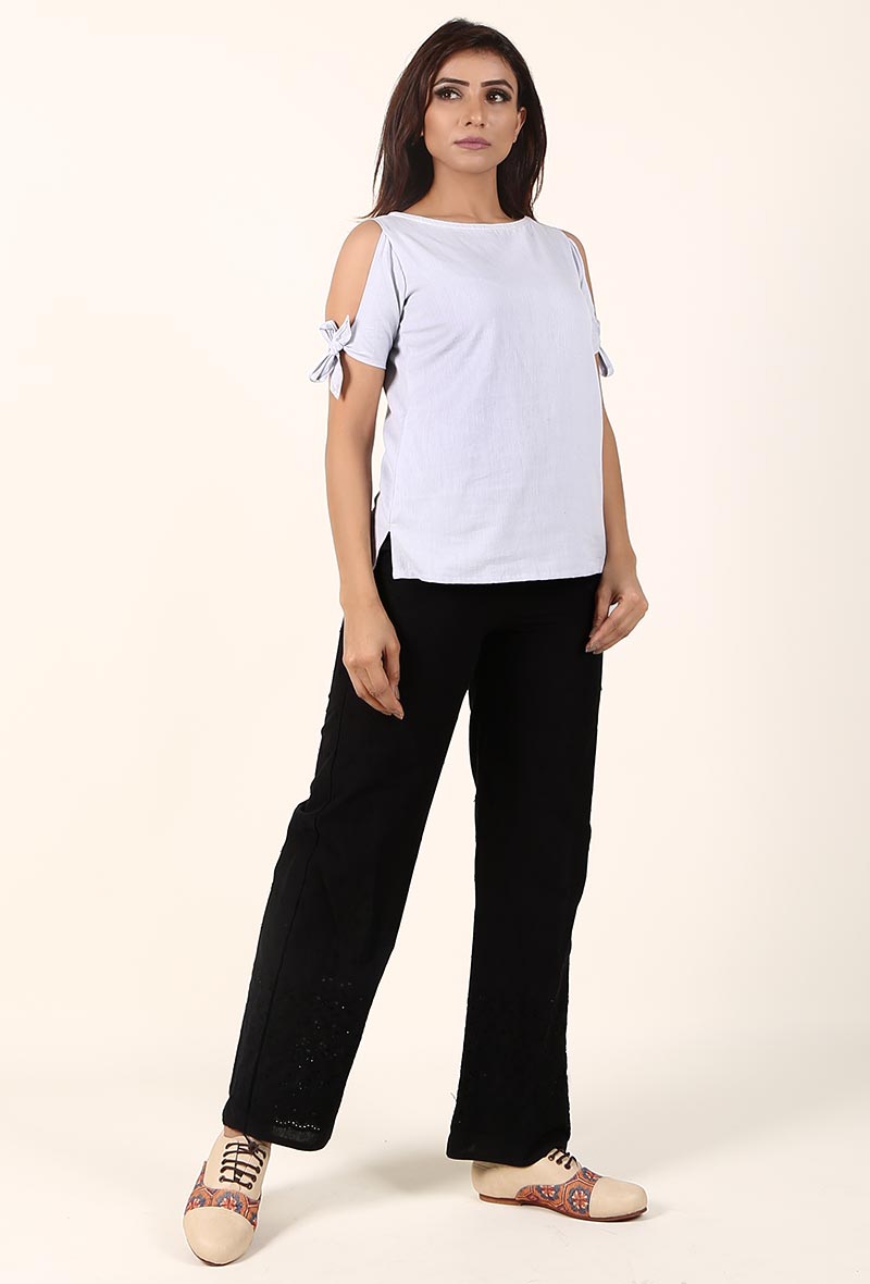 Light Lilac Cold Shoulder Cotton Top サイズ S