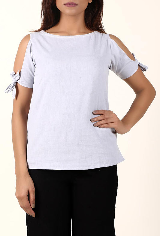 Light Lilac Cold Shoulder Cotton Top サイズ S