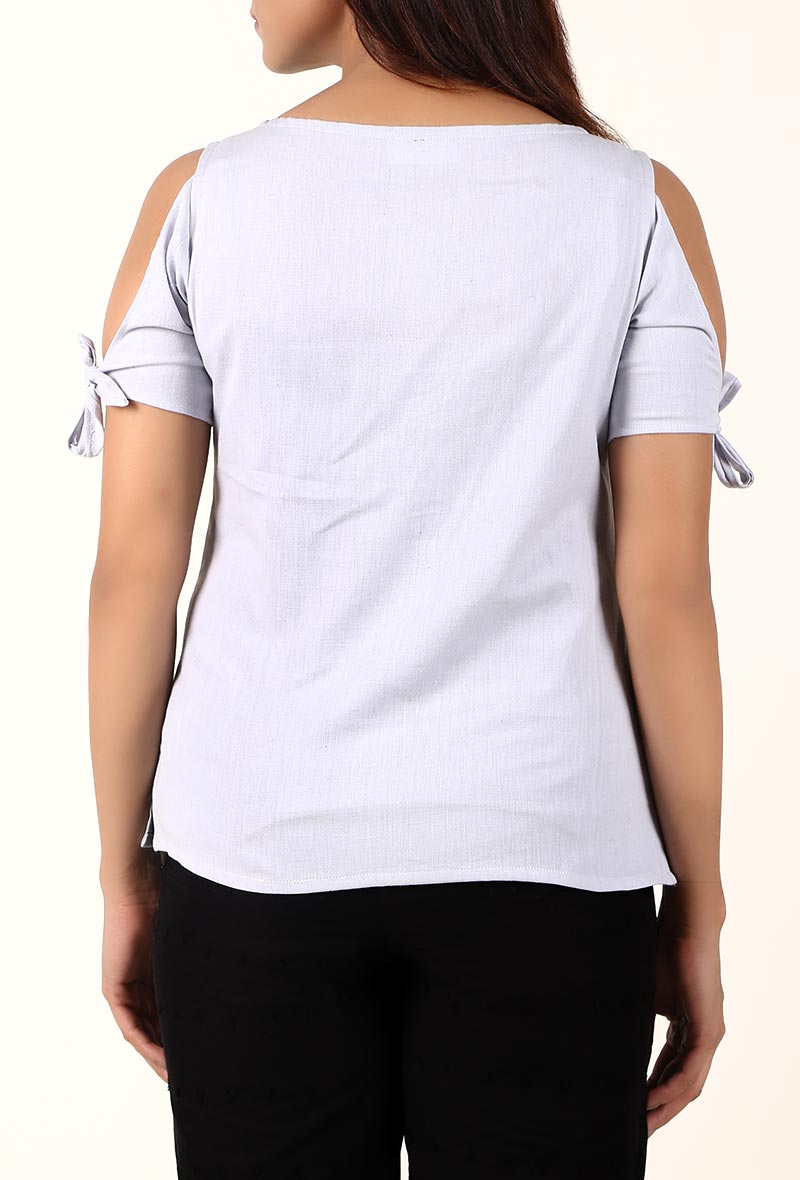 Light Lilac Cold Shoulder Cotton Top サイズ S
