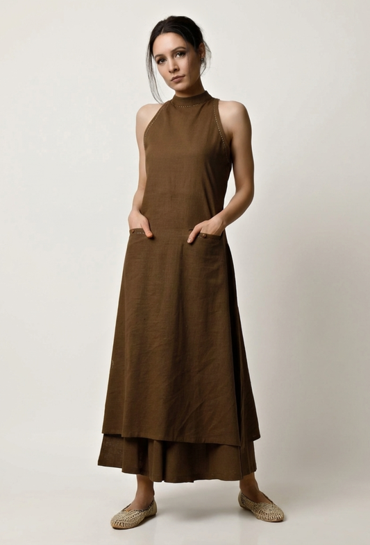 Mehendi Halter Neck Cotton Slub Kurta サイズ XS
