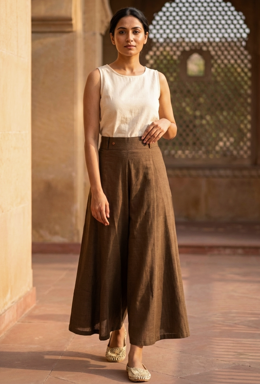 Mehendi Green Cotton Slub Culottes サイズ M