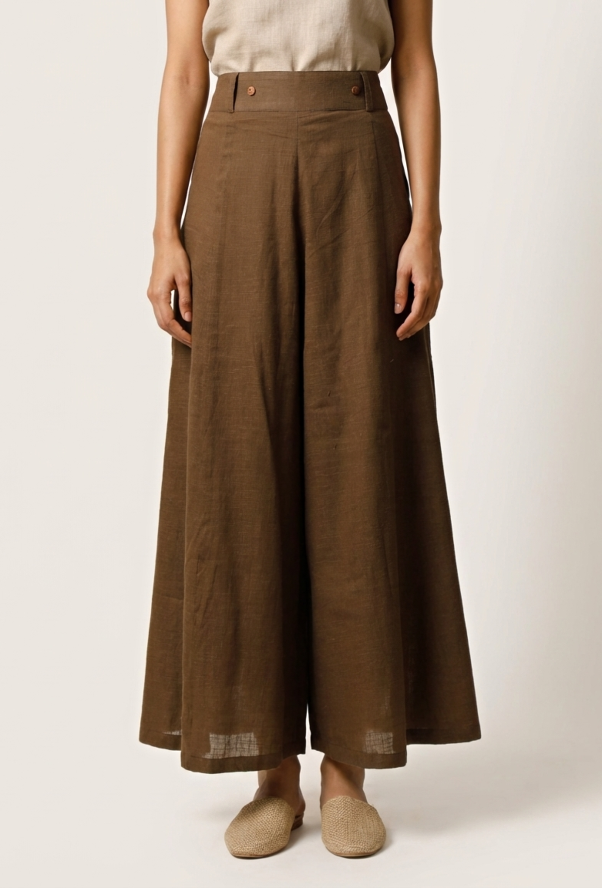 Mehendi Green Cotton Slub Culottes サイズ M