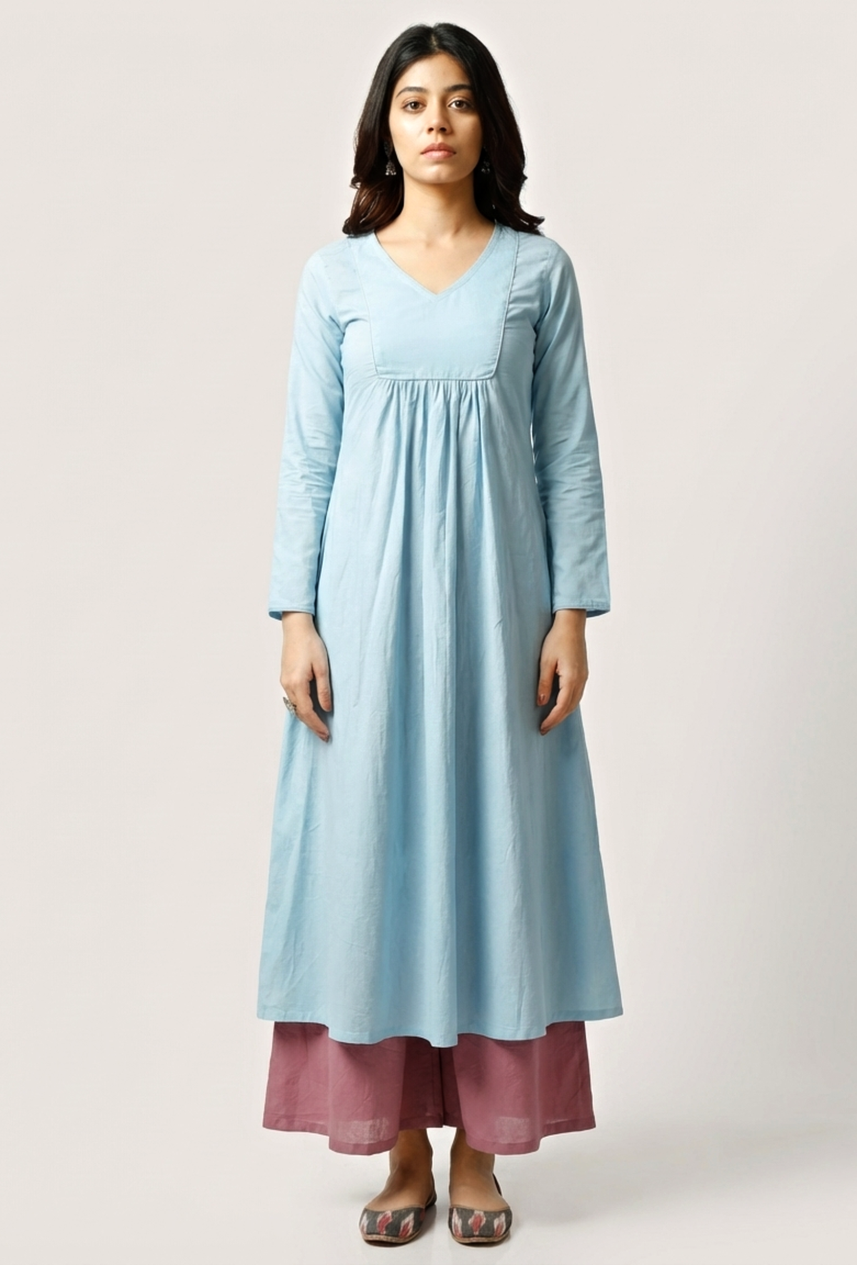 Baby Blue Cotton Kurta サイズ XXXL