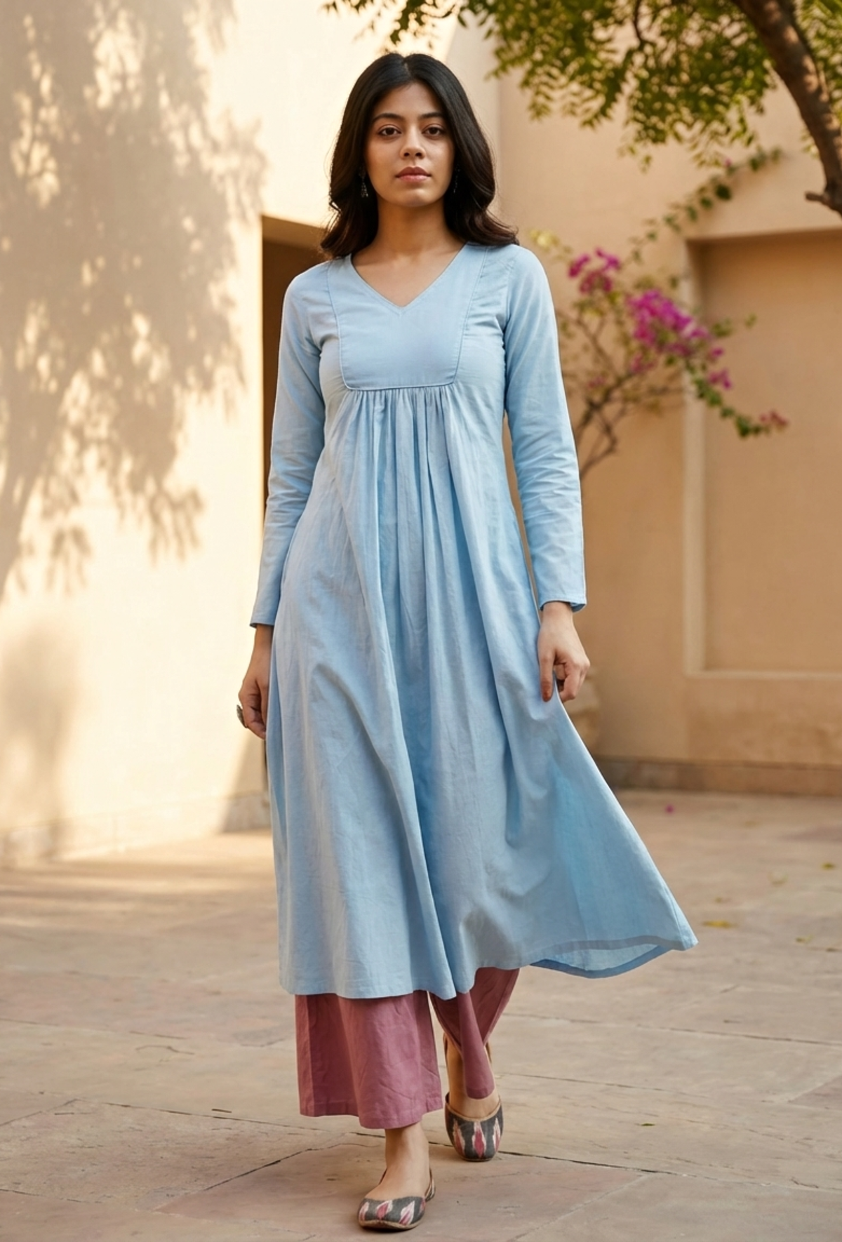 Baby Blue Cotton Kurta サイズ L