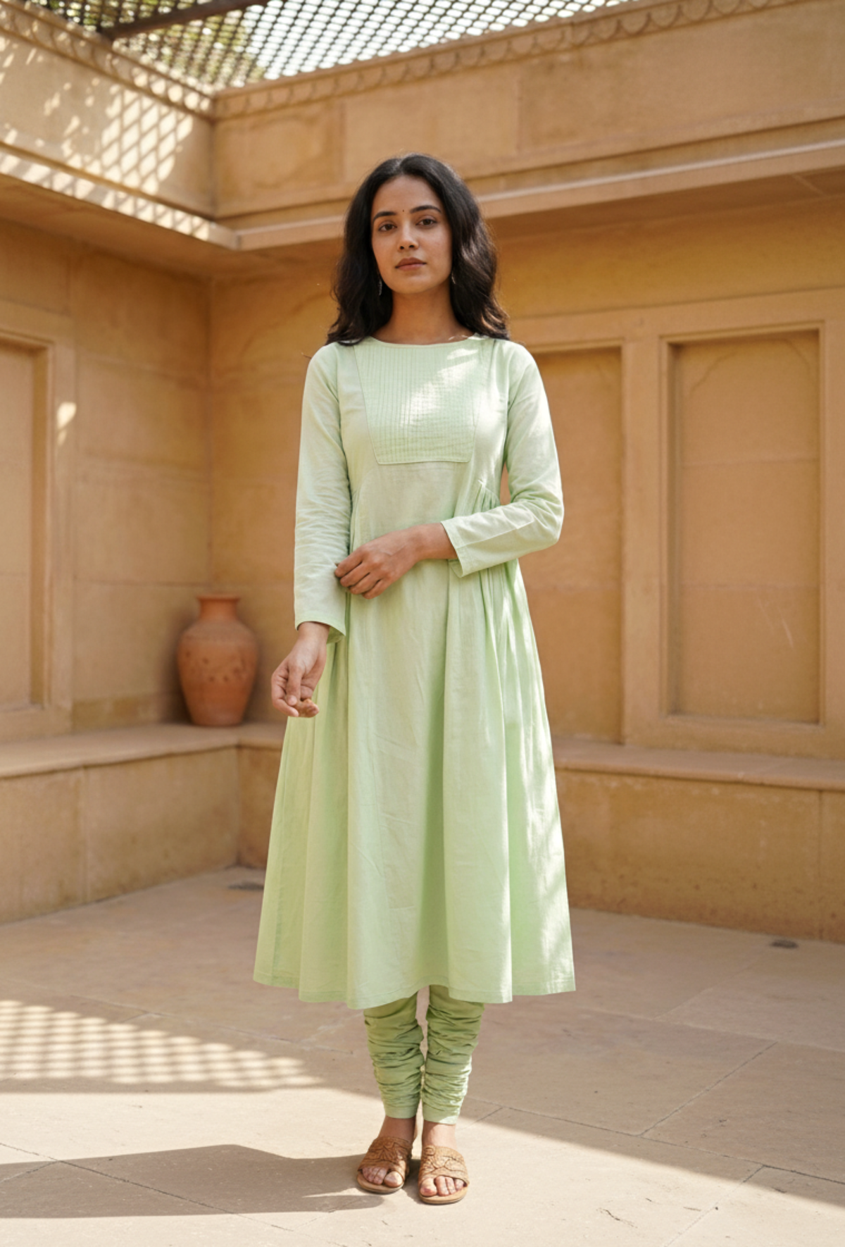 Light Green Cotton Kurta サイズ S