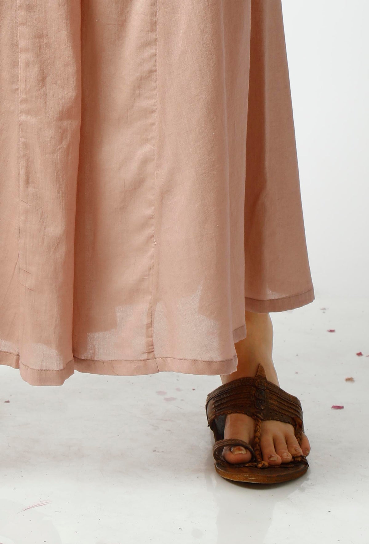 Set of 3: Light Beige Kota Doriya Overlay with Slip and Cotton Palazzo サイズ XXXL