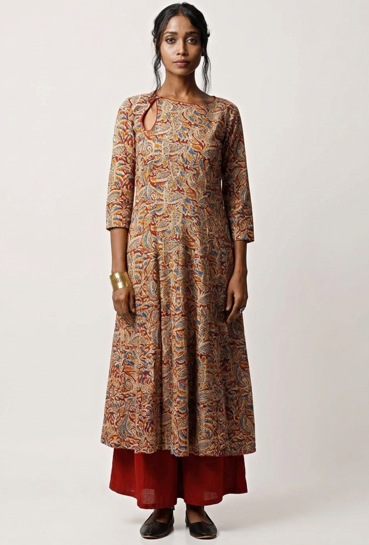 Kalidar Kalamkari Cotton Kurta サイズ M