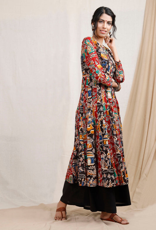 Three Print Kalidar Kalamkari Kurta サイズ M