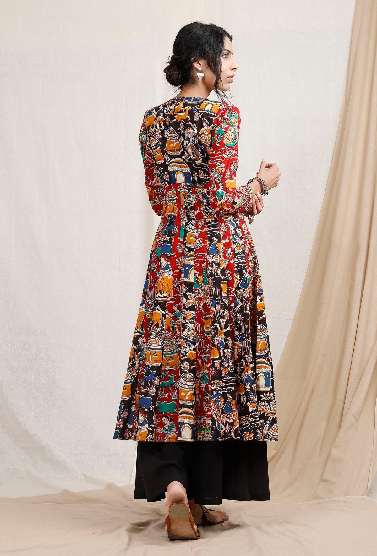 Three Print Kalidar Kalamkari Kurta サイズ XXXL