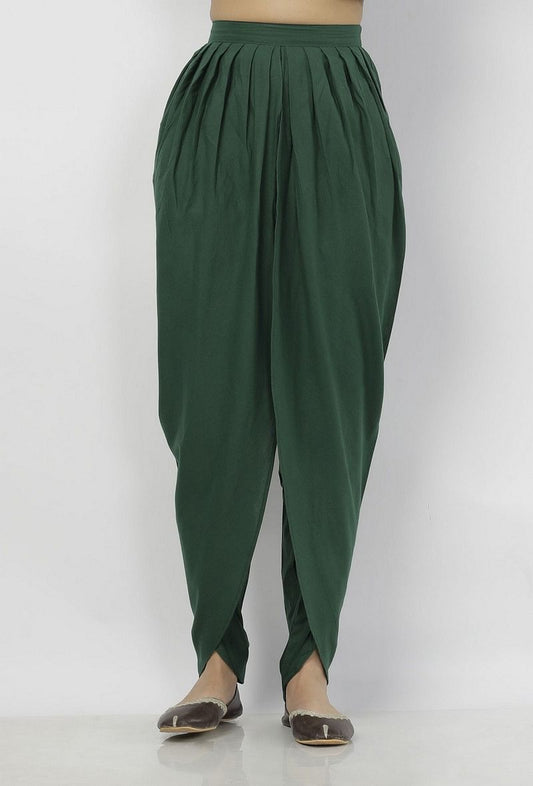 Irvin Plain Bottle Green Cotton Dhoti サイズ XS