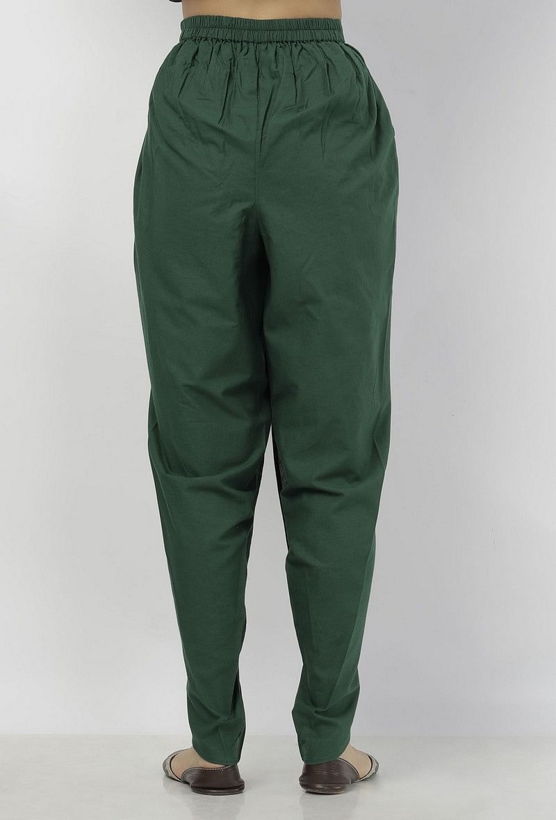 Irvin Plain Bottle Green Cotton Dhoti サイズ XS